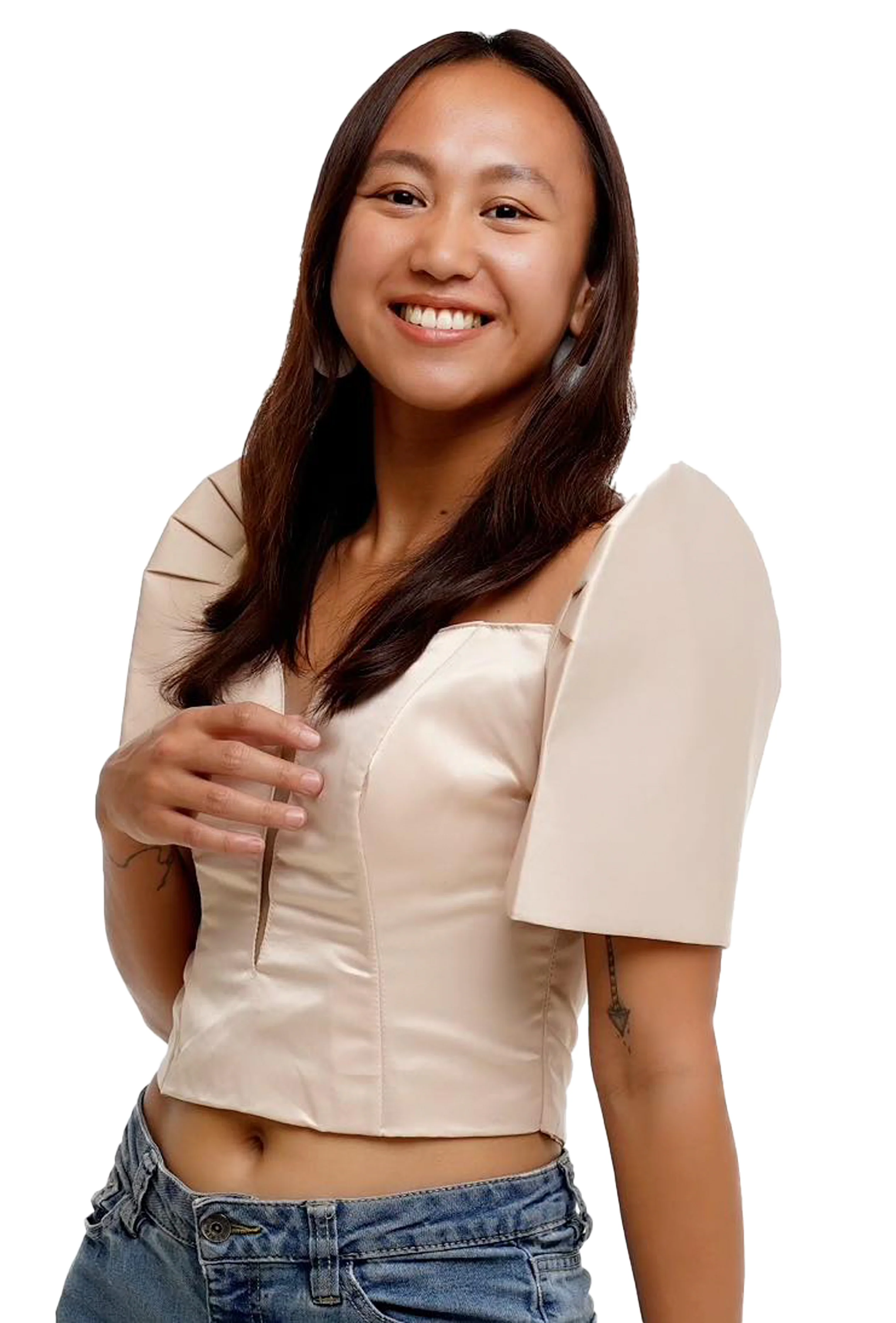 Duchess Beige Modern Filipiniana Top - Lena - JB63 - Image 3