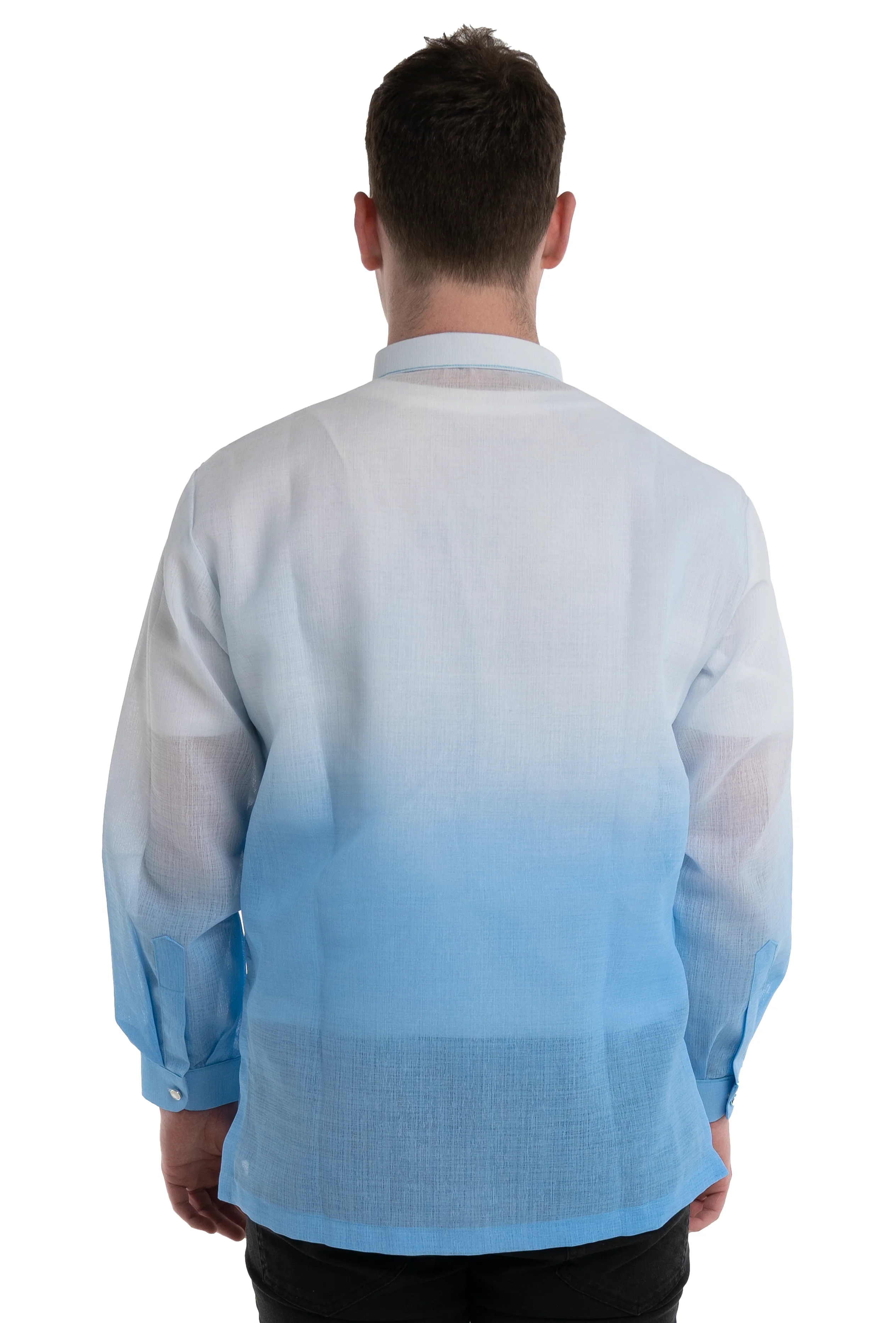 Jusi Blue Chinese Collar Barong Tagalog - Michael - JV44 - Image 4