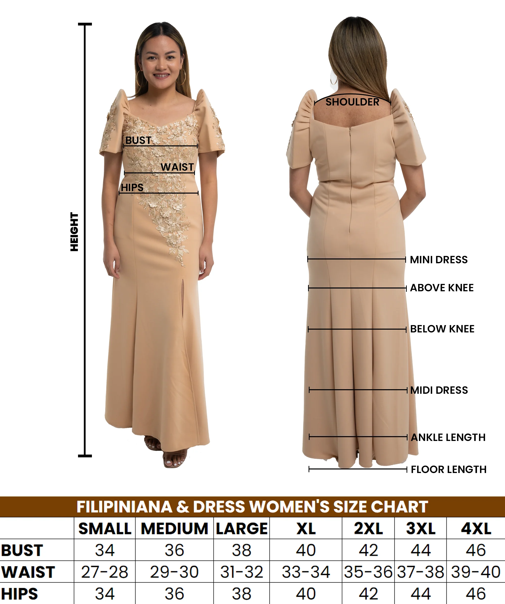 Couples Set Satin Blue Barong Tagalog + Filipiniana Midi Dress - Miko & Kris - JV556 - Image 5
