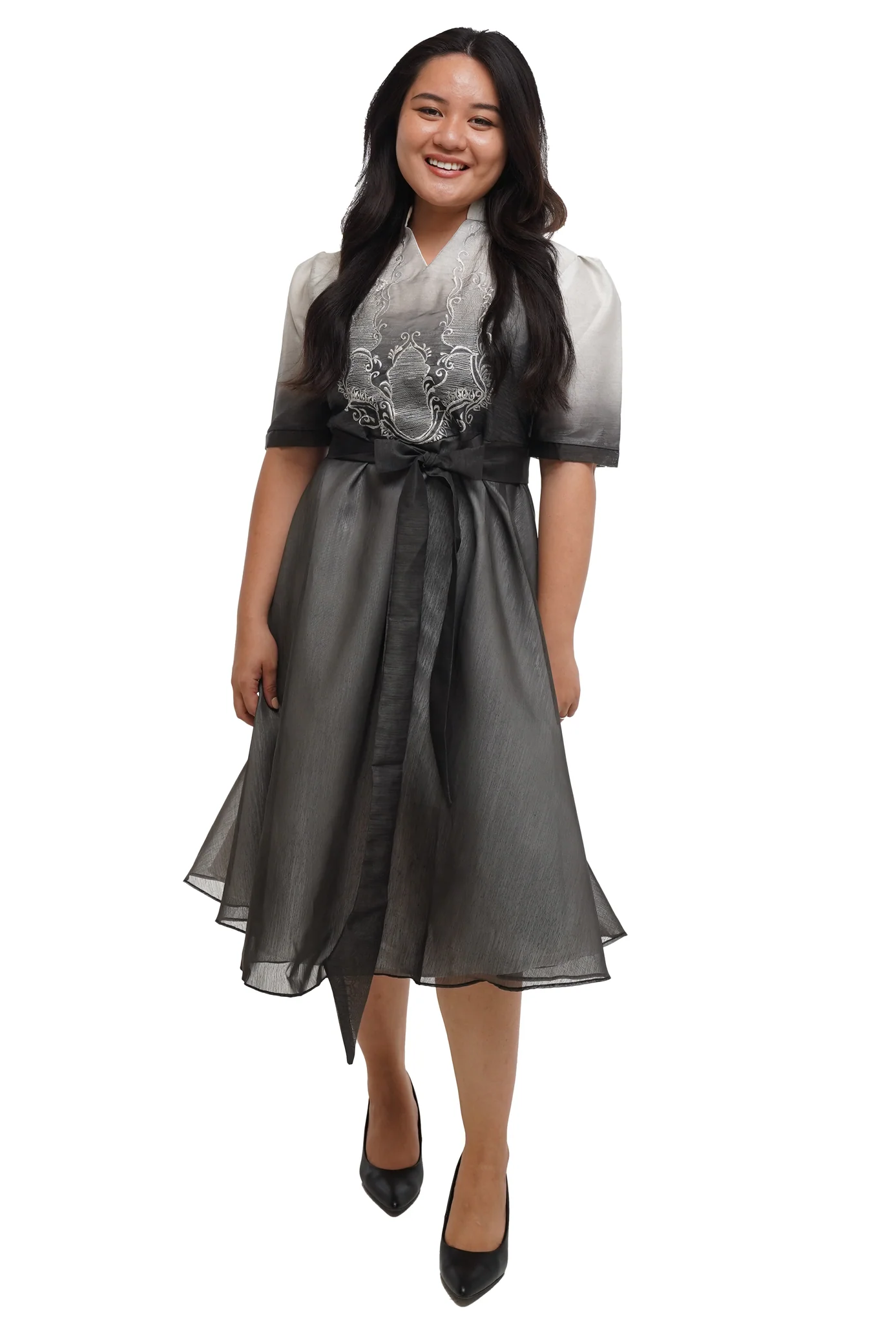 Couples Set Black Jusilyn Barong Tagalog + Barong Dress - Nick & Rose - JV873 - Image 3