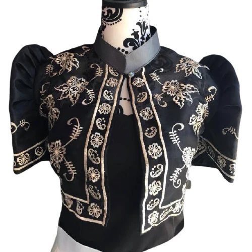 Silk Organza Black Modern Filipiniana Bolero - LJM001 - Image 3
