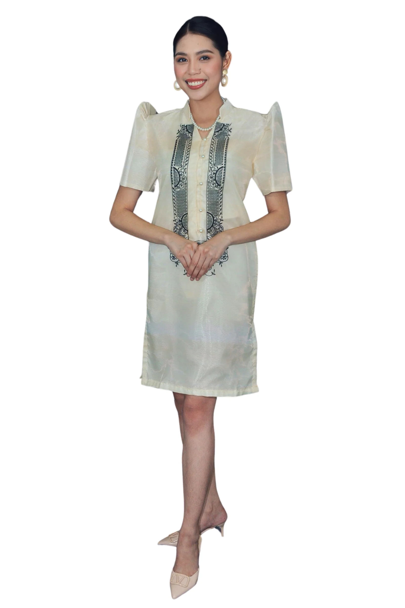 Organza Black Embriodered Filipiniana Barong Dress - Lotty - JK10 - Image 3