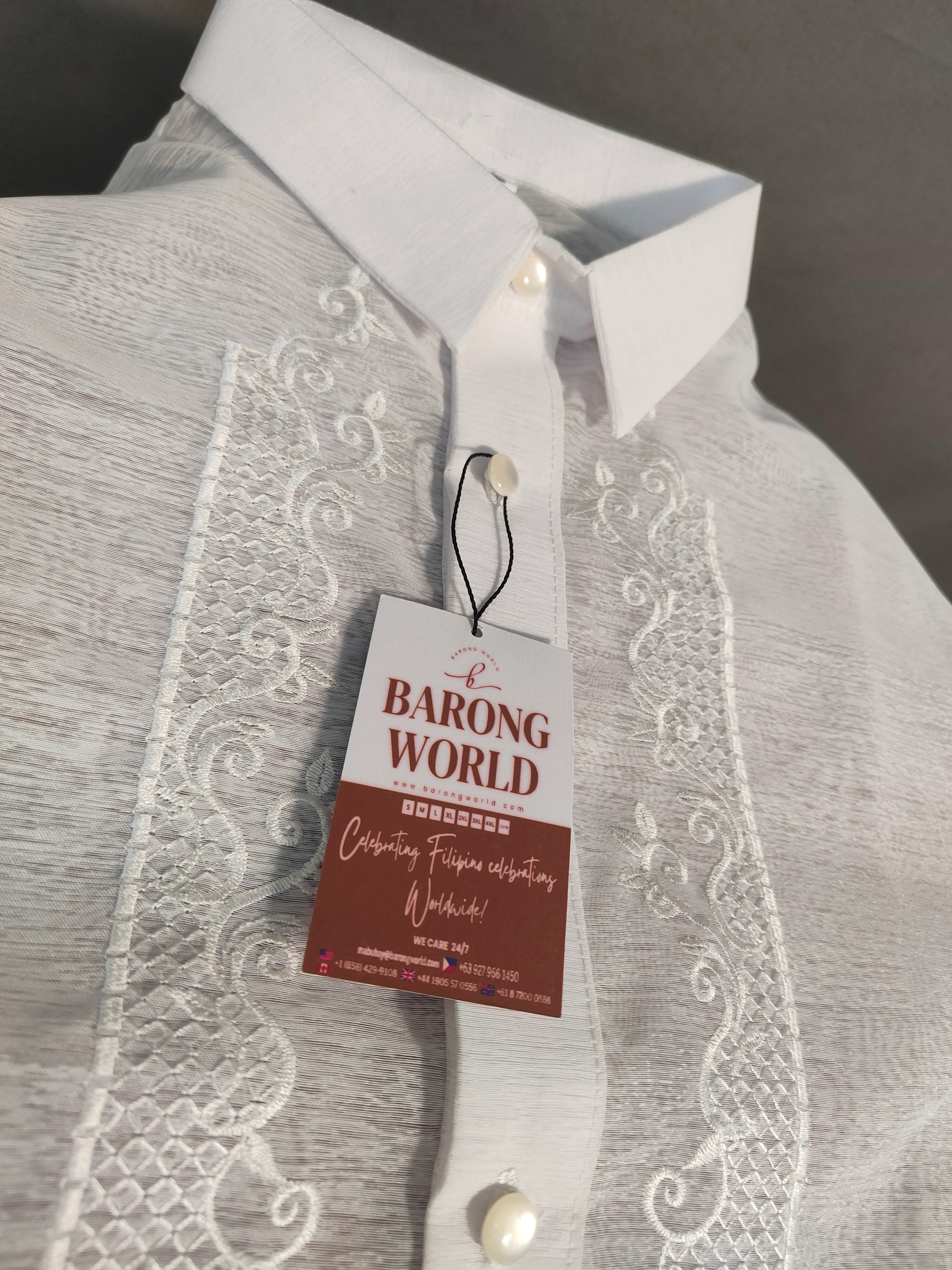 Classic White Barong Tagalog - Davide - JS12 - Image 4